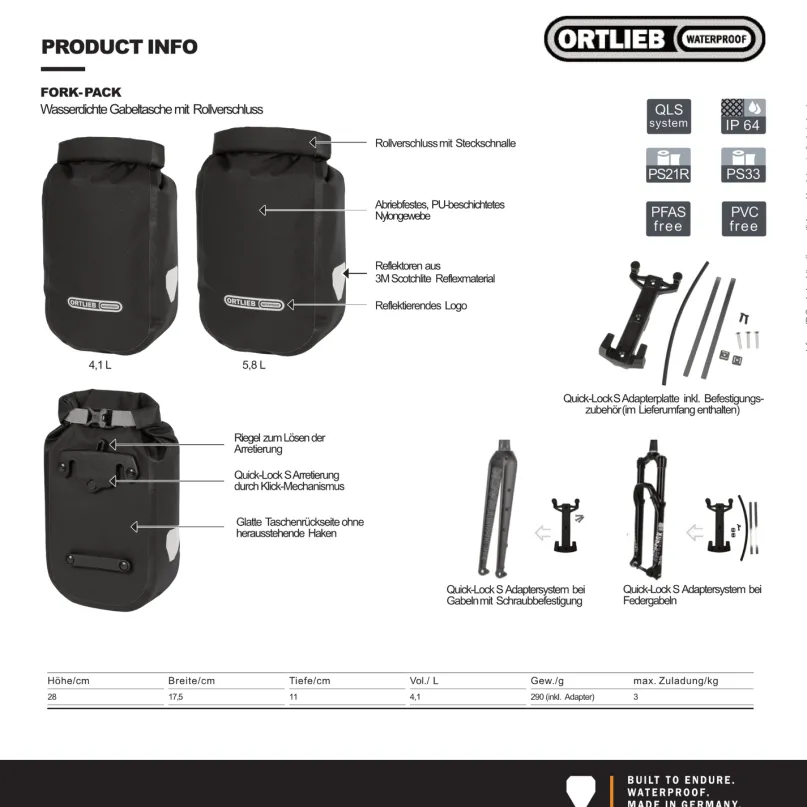 Fork-Pack 4,1 l Bikepacking-Gabeltasche dark sand