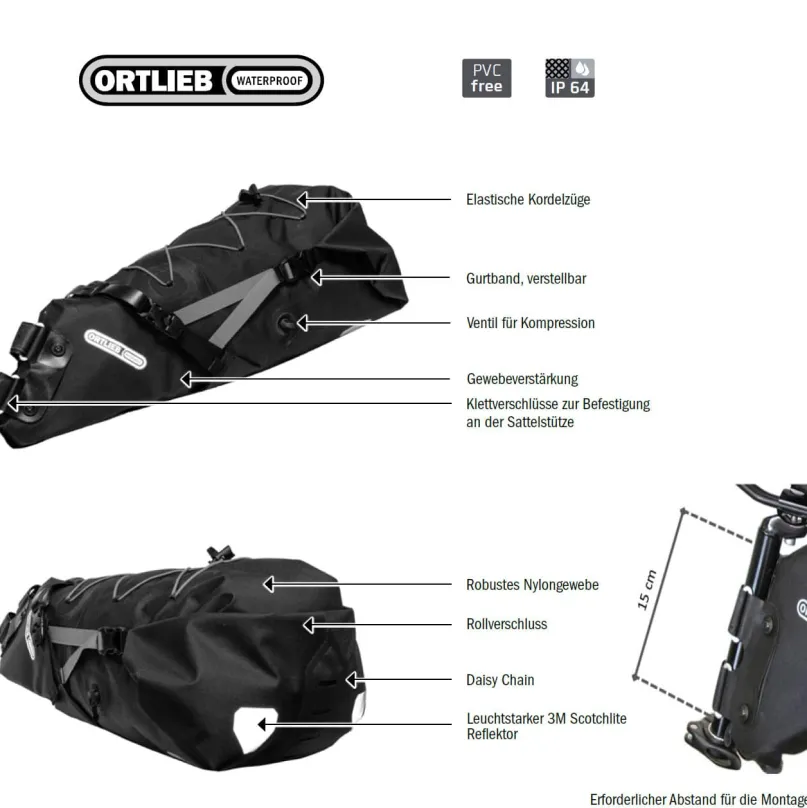 Seat-Pack 16,5 L Bikepacking-Satteltasche schwarz