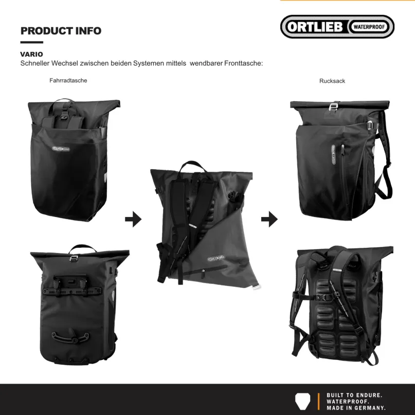 Vario Fahrrad-Packtasche/Rucksack blau