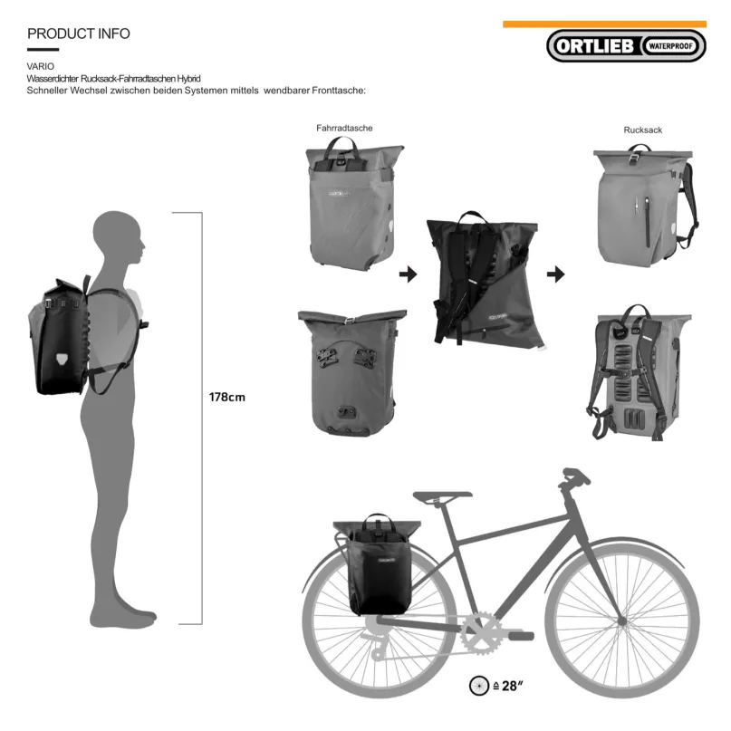 Vario QL2.1 20 l Fahrradtasche & Rucksack rot