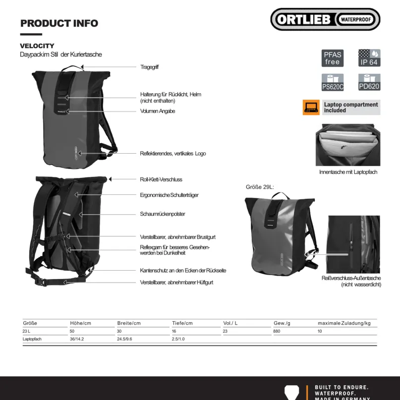 Velocity 23 L Fahrradrucksack schwarz